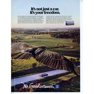 Vintage 1989 Print Ad Mr. Goodwrench GM Auto Parts Hawk Flying It's Your Freedom